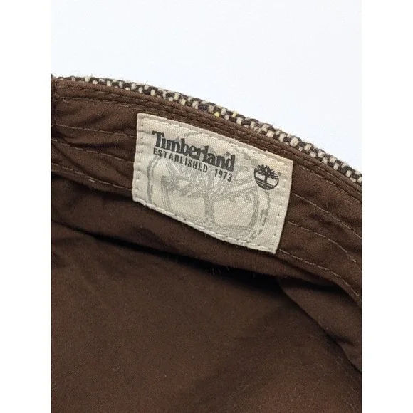 Timberland Women's‎ Tweed Military Cadet Cap Hat Wool Blend Brown Y2K - Picture 5 of 7